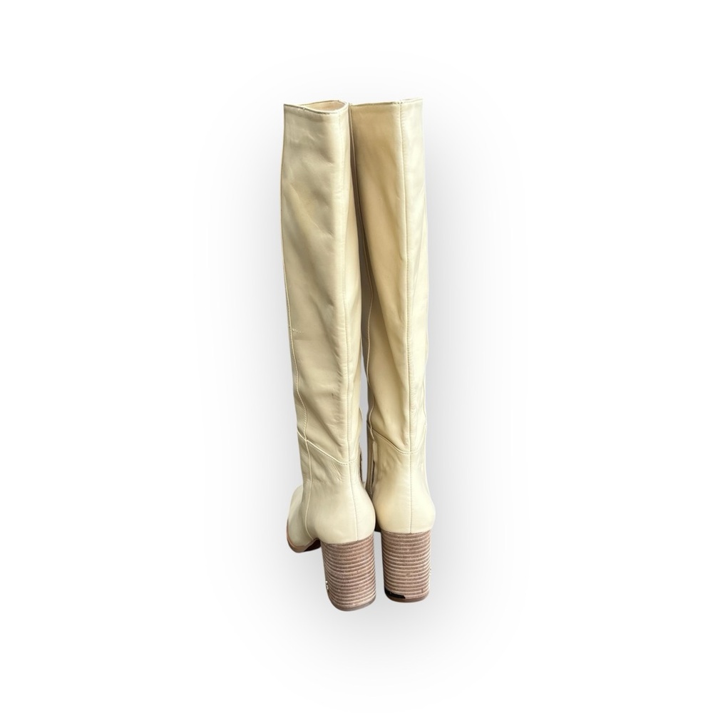 Sam Edelman Cream Knee-High Leather Boots 3.25” heels - Picture 8 of 15